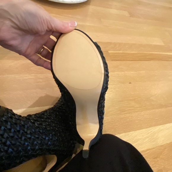 Zara Womens Black Open Toe Woven Fitted Ankle Boots w Stiletto Heels / Size 10 - Picture 13 of 15